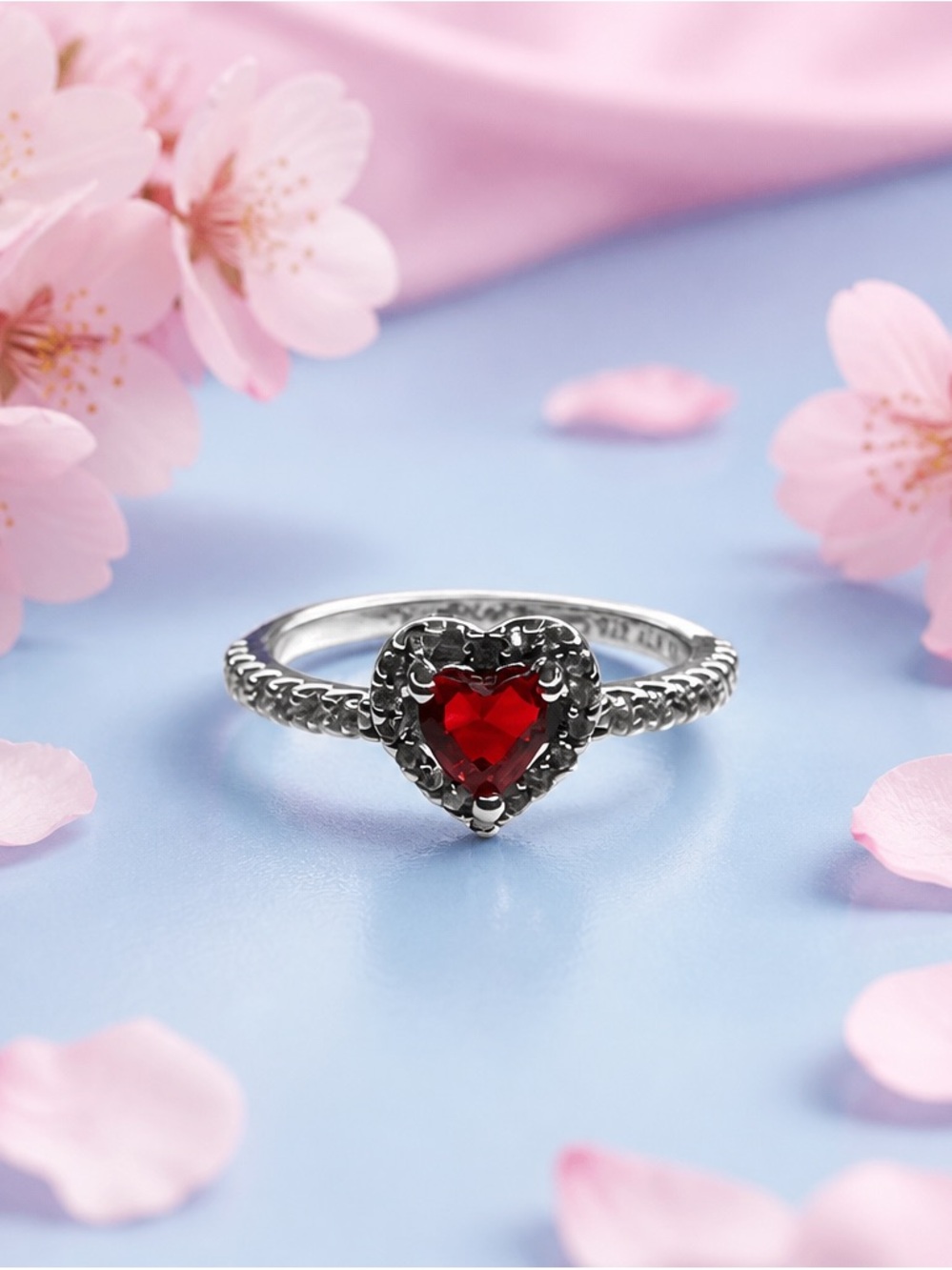 Sterling Silver Heart Ring with Red Gem new wit out tag size 7